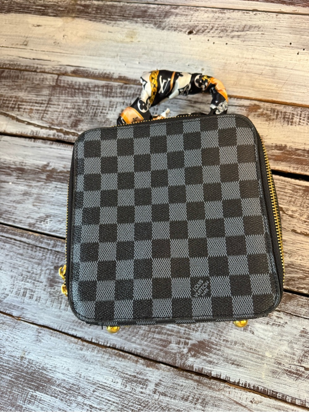 Damier Graphite Square Top-Handle Bag in Black/Gray